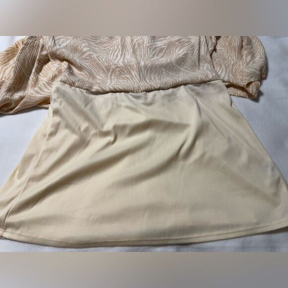 Peach & White Animal Print Tiered Maxi Skirt with Split * size Large Nine West - Picture 8 of 9